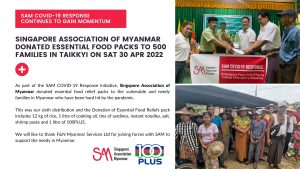 Donation of Essential Food Packs to 500 Families in Taikkyi Township
